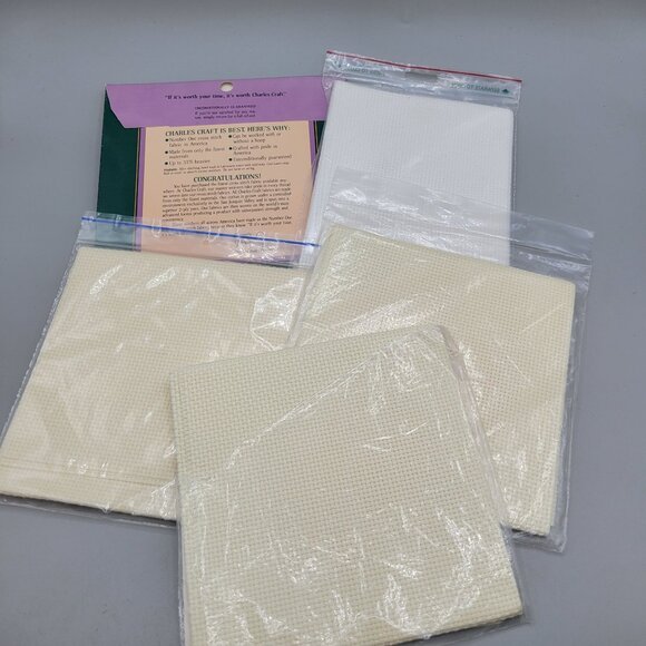 Aida 11 Count Lot of 5 Cross Stitch Fabric Cotton White Cream Color 12 x 18 Each - Picture 7 of 7